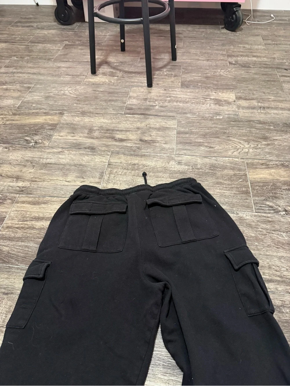 Men's Black Cargo Jogger Pants with Drawstring Waist